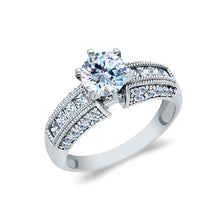 Ioka Jewelry - 14K White Solid Gold 1 Ct. Round Cut Cubic Zirconia CZ Wedding Engagement Ring