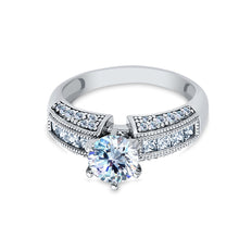 Ioka Jewelry - 14K White Solid Gold 1 Ct. Round Cut Cubic Zirconia CZ Wedding Engagement Ring