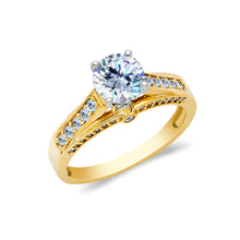 Ioka Jewelry - 14K Solid Gold 1 Ct. Round Cut Cubic Zirconia CZ Wedding Engagement Ring