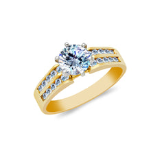 Ioka Jewelry - 14K Solid Gold 1 Ct. Round Cut Cubic Zirconia CZ Wedding Engagement Ring