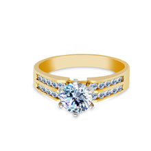 Ioka Jewelry - 14K Solid Gold 1 Ct. Round Cut Cubic Zirconia CZ Wedding Engagement Ring