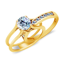 Ioka Jewelry - 14K Solid Gold 1.25 Ct. Cubic Zirconia CZ Wedding Engagement Ring Set