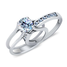Ioka Jewelry - 14K White Solid Gold 1.25 Ct. Cubic Zirconia CZ Wedding Engagement Ring Set