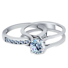Ioka Jewelry - 14K White Solid Gold 1.25 Ct. Cubic Zirconia CZ Wedding Engagement Ring Set