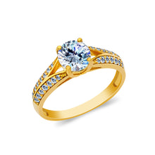 Ioka Jewelry - 14K Solid Gold 1.25 Ct. Round Cut Cubic Zirconia CZ Wedding Engagement Ring