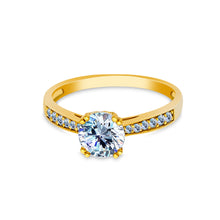 Ioka Jewelry - 14K Solid Gold 1.25 Ct. Round Cut Cubic Zirconia CZ Wedding Engagement Ring