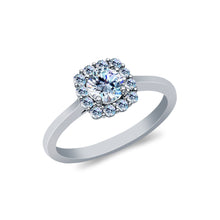 Ioka Jewelry - 14K White Solid Gold 1 Ct. Round Cut Cubic Zirconia CZ Square Pave Wedding Engagement Ring