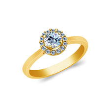 Ioka Jewelry - 14K Solid Gold 1 Ct. Round Cut Cubic Zirconia CZ Square Pave Wedding Engagement Ring