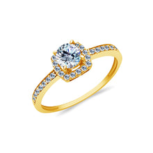 Ioka Jewelry - 14K Solid Gold 1 Ct. Round Cut Cubic Zirconia Sqauare Pave CZ Wedding Engagement Ring
