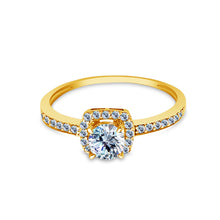 Ioka Jewelry - 14K Solid Gold 1 Ct. Round Cut Cubic Zirconia Sqauare Pave CZ Wedding Engagement Ring