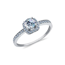 Ioka Jewelry - 14K White Solid Gold 1 Ct. Round Cut Cubic Zirconia Square Pave CZ Wedding Engagement Ring