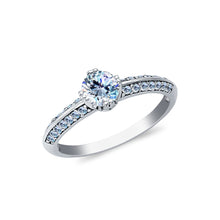 Ioka Jewelry - 14K White Solid Gold 0.75 Ct. Round Cut Cubic Zirconia CZ Wedding Engagement Ring