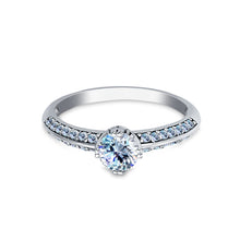 Ioka Jewelry - 14K White Solid Gold 0.75 Ct. Round Cut Cubic Zirconia CZ Wedding Engagement Ring
