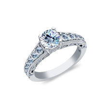 Ioka Jewelry - 14K White Solid Gold 1.25 Ct. Round Cut Cubic Zirconia CZ with Side Stones Wedding Engagement Ring