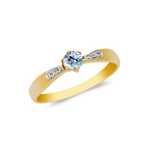 Ioka Jewelry - 14K Solid Gold 0.15 Ct. Round Cut Cubic Zirconia CZ Wedding Engagement Ring