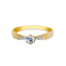 Ioka Jewelry - 14K Solid Gold 0.15 Ct. Round Cut Cubic Zirconia CZ Wedding Engagement Ring