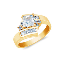 Ioka Jewelry - 14K Solid Gold 1.25 Ct. Princess Cut Cubic Zirconia CZ Fancy Wedding Engagement Ring