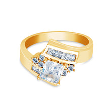 Ioka Jewelry - 14K Solid Gold 1.25 Ct. Princess Cut Cubic Zirconia CZ Fancy Wedding Engagement Ring