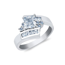 Ioka Jewelry - 14K White Solid Gold 1.25 Ct. Princess Cut Cubic Zirconia CZ Fancy Wedding Engagement Ring