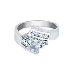 Ioka Jewelry - 14K White Solid Gold 1.25 Ct. Princess Cut Cubic Zirconia CZ Fancy Wedding Engagement Ring