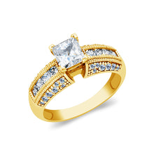 Ioka Jewelry - 14K Solid Gold 1 Ct. Princess Cut Cubic Zirconia CZ Wedding Engagement Ring