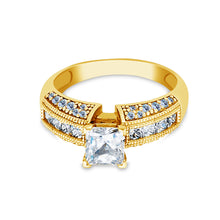Ioka Jewelry - 14K Solid Gold 1 Ct. Princess Cut Cubic Zirconia CZ Wedding Engagement Ring
