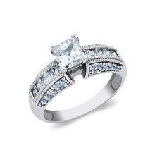 Ioka Jewelry - 14K White Solid Gold 1 Ct. Princess Cut Cubic Zirconia CZ Wedding Engagement Ring