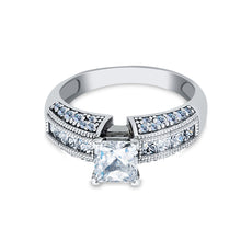 Ioka Jewelry - 14K White Solid Gold 1 Ct. Princess Cut Cubic Zirconia CZ Wedding Engagement Ring