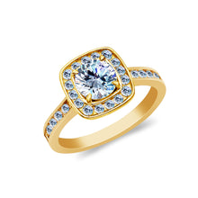 Ioka Jewelry - 14K Solid Gold 1 Ct. Round Cut Cubic Zirconia CZ Square Setting Wedding Engagement Ring