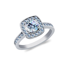 Ioka Jewelry - 14K White Solid Gold 1 Ct. Round Cut Cubic Zirconia CZ Square Setting Wedding Engagement Ring