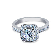 Ioka Jewelry - 14K White Solid Gold 1 Ct. Round Cut Cubic Zirconia CZ Square Setting Wedding Engagement Ring