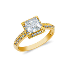 Ioka Jewelry - 14K Solid Gold 1 Ct. Princess Cut Solitaire Cubic Zirconia CZ Wedding Engagement Ring