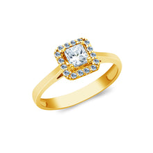 Ioka Jewelry - 14K Solid Gold 0.5 Ct. Princess Cut Solitaire Cubic Zirconia CZ Wedding Engagement Ring