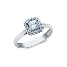Ioka Jewelry - 14K White Solid Gold 0.5 Ct. Princess Cut Solitaire Cubic Zirconia CZ Wedding Engagement Ring