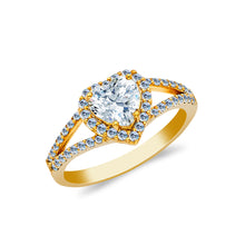 Ioka Jewelry - 14K Solid Gold 1.25 Ct. Heart Cut Cubic Zirconia CZ Fancy Wedding Engagement Ring