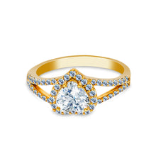 Ioka Jewelry - 14K Solid Gold 1.25 Ct. Heart Cut Cubic Zirconia CZ Fancy Wedding Engagement Ring