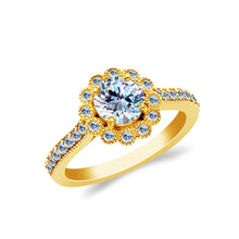 Ioka Jewelry - 14K Solid Gold 1 Ct. Round Cut Cubic Zirconia CZ Wedding Engagement Ring