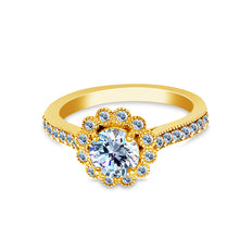Ioka Jewelry - 14K Solid Gold 1 Ct. Round Cut Cubic Zirconia CZ Wedding Engagement Ring