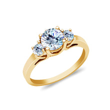 Ioka Jewelry - 14K Solid Gold 1 Ct. 3 Round Tri Stone Cubic Zirconia CZ Wedding Engagement Ring