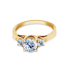 Ioka Jewelry - 14K Solid Gold 1 Ct. 3 Round Tri Stone Cubic Zirconia CZ Wedding Engagement Ring