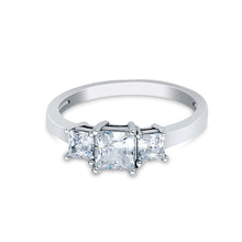 Ioka Jewelry - 14K White Solid Gold 1 Ct. 3 Princess Cut Tri Stone Cubic Zirconia CZ Wedding Engagement Ring
