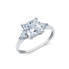 Ioka Jewelry - 14K White Solid Gold 1.25 Ct. Princess Cut Tri Stone Cubic Zirconia CZ Wedding Engagement Ring