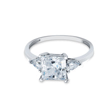 Ioka Jewelry - 14K White Solid Gold 1.25 Ct. Princess Cut Tri Stone Cubic Zirconia CZ Wedding Engagement Ring
