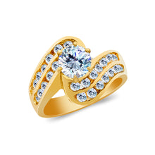 Ioka Jewelry - 14K Yellow Solid Gold 1 Ct. Round Cut Cubic Zirconia CZ Fancy Wedding Engagement Ring