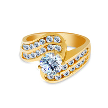 Ioka Jewelry - 14K Yellow Solid Gold 1 Ct. Round Cut Cubic Zirconia CZ Fancy Wedding Engagement Ring