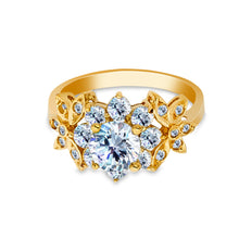 Ioka Jewelry - 14K Yellow Solid Gold 1 Ct. Round Cut Cubic Zirconia CZ  Flower Wedding Engagement Ring