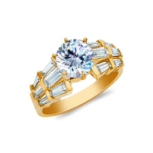 Ioka Jewelry - 14K Yellow Solid Gold 1.5 Ct. Round Cut Cubic Zirconia CZ Wedding Engagement Ring
