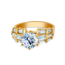 Ioka Jewelry - 14K Yellow Solid Gold 1.5 Ct. Round Cut Cubic Zirconia CZ Wedding Engagement Ring
