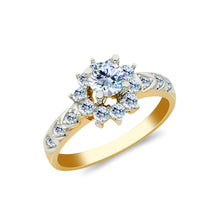Ioka Jewelry - 14K Yellow Solid Gold 0.75 Ct. Round Cut Cubic Zirconia CZ Wedding Engagement Ring