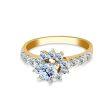 Ioka Jewelry - 14K Yellow Solid Gold 0.75 Ct. Round Cut Cubic Zirconia CZ Wedding Engagement Ring